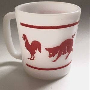 Hazel Atlas Mid-Century Vintage Red Milk Glass Mug